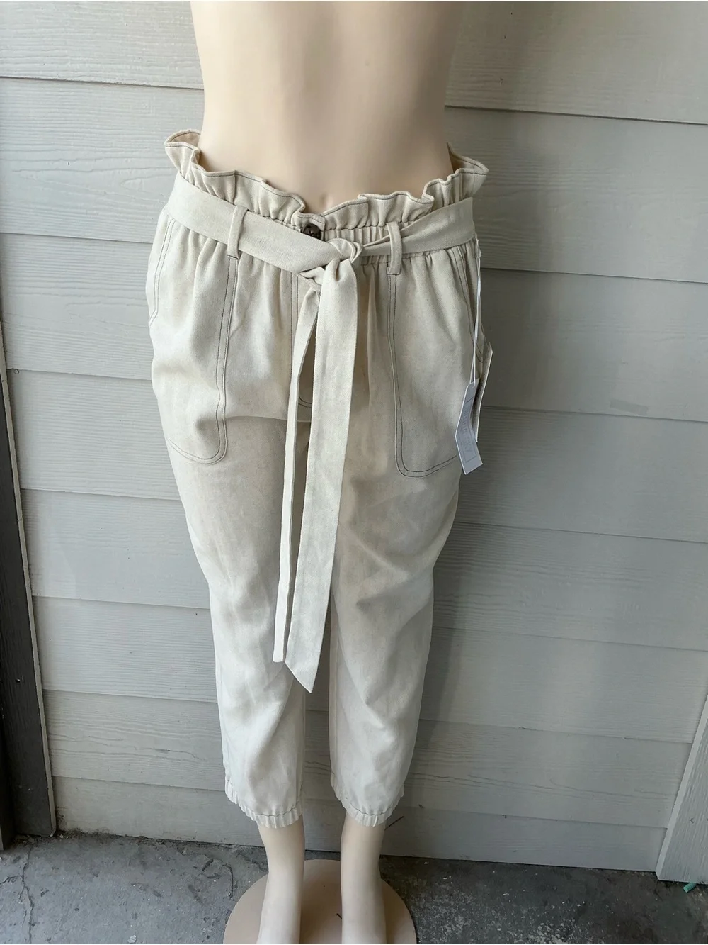 Sienna Sky Cream Paperbag Waist Tie Pants - Picture 3 of 10